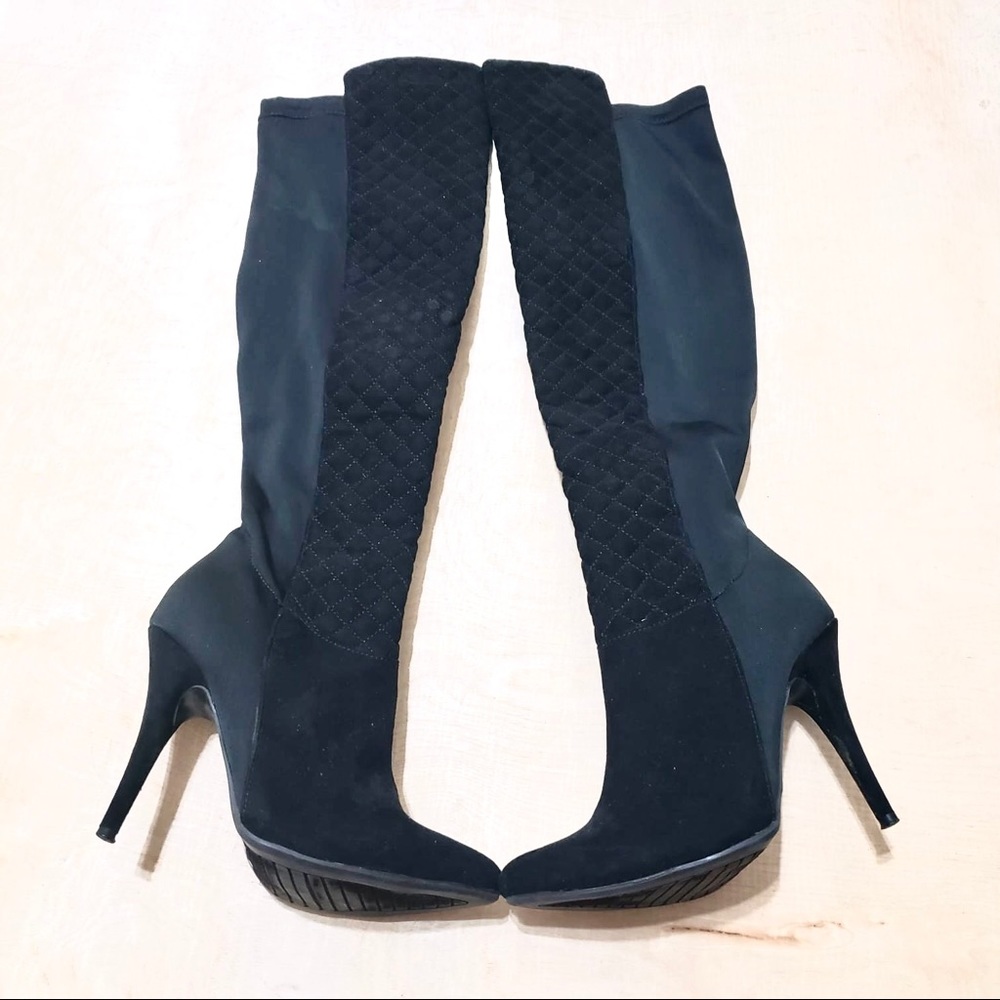 Anne Michelle Pointy Toe Stiletto Boots Black